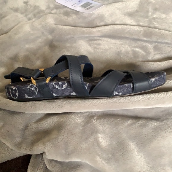 Louis Vuitton Denim Leather Sandals 38.5 - Picture 3 of 13